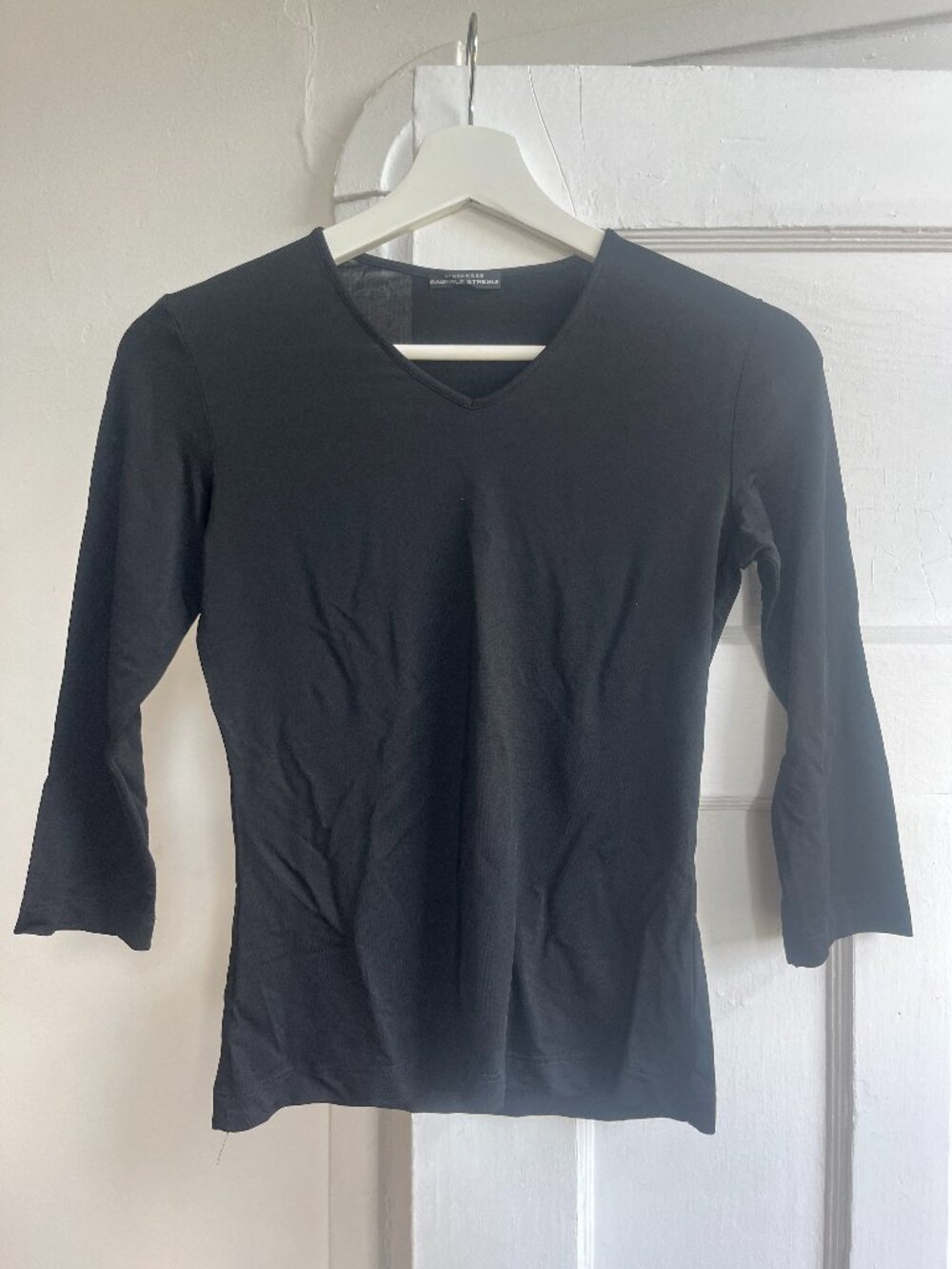 STRENESSE GABRIELE STREHLE Euro Vintage Stretch V Neck Tshirt 3/4 sleeve